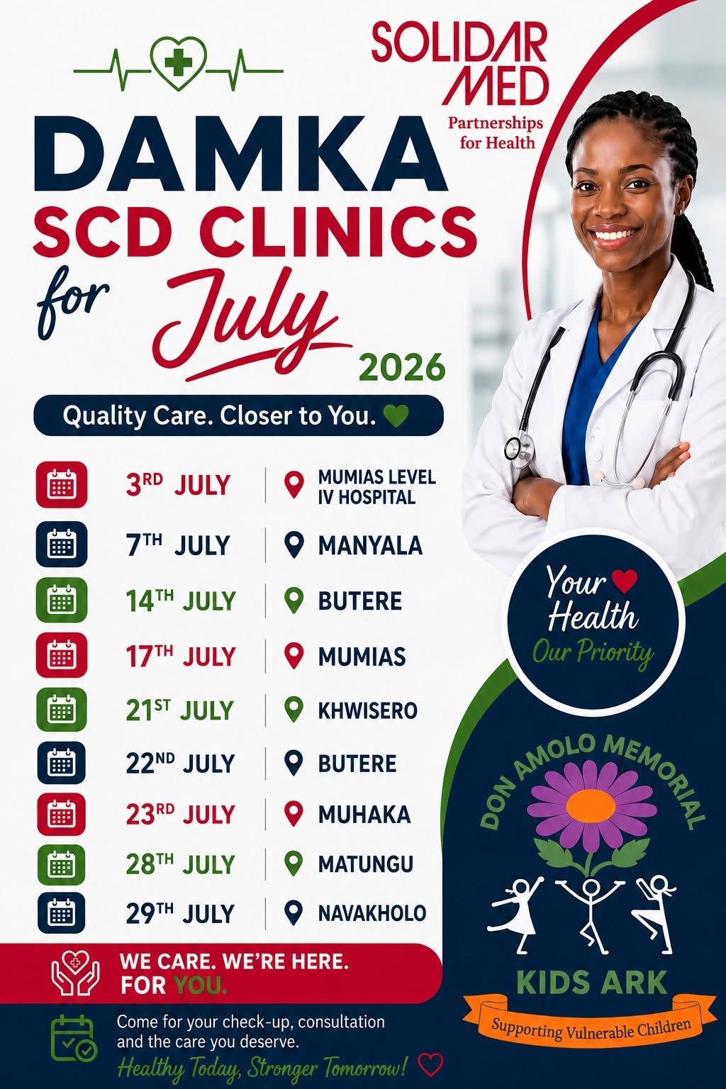 DAMKA Sickle Cell Clinics July 2026 Schedule